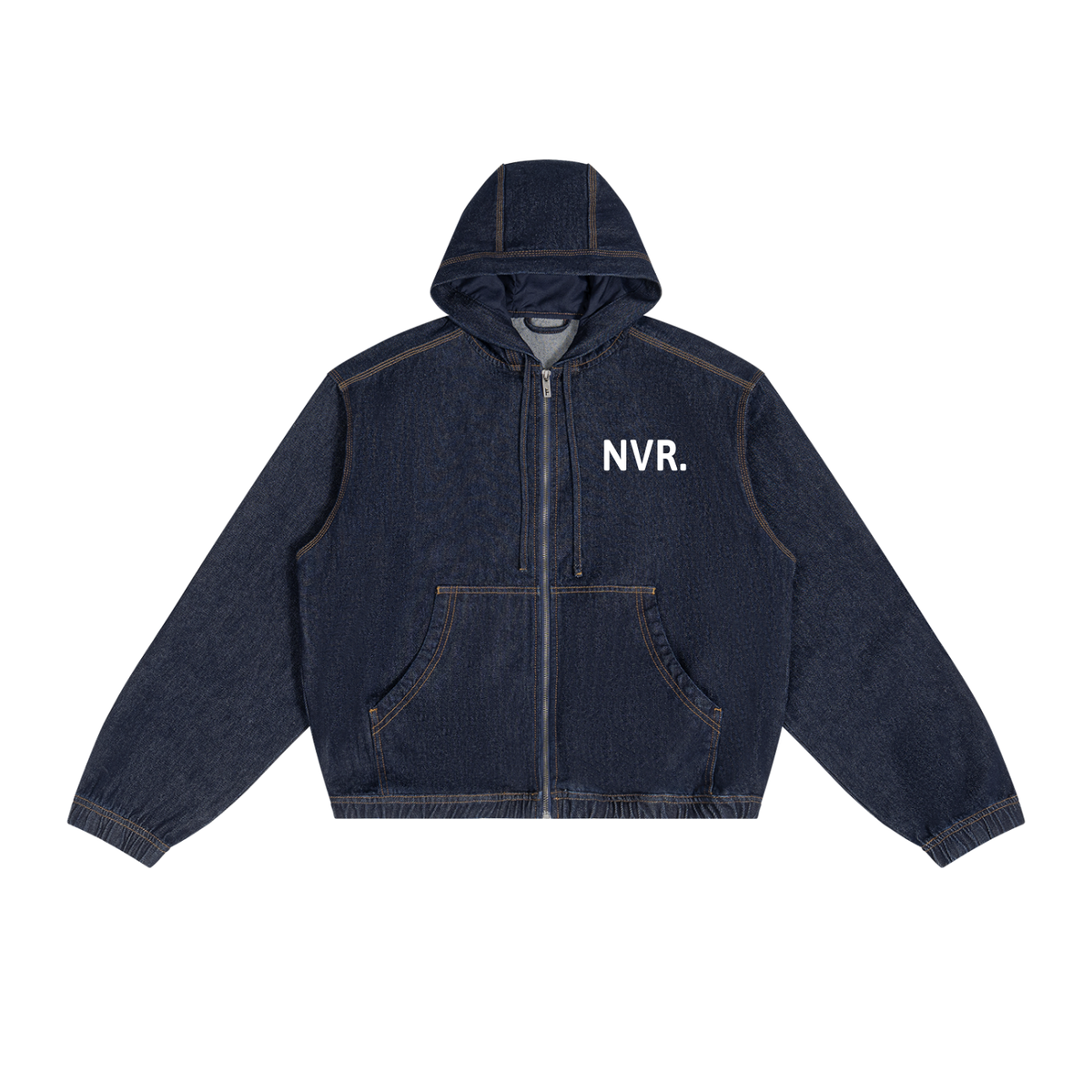 Men's Boxy Vintage Wash Hooded Denim Jacket (NVR)