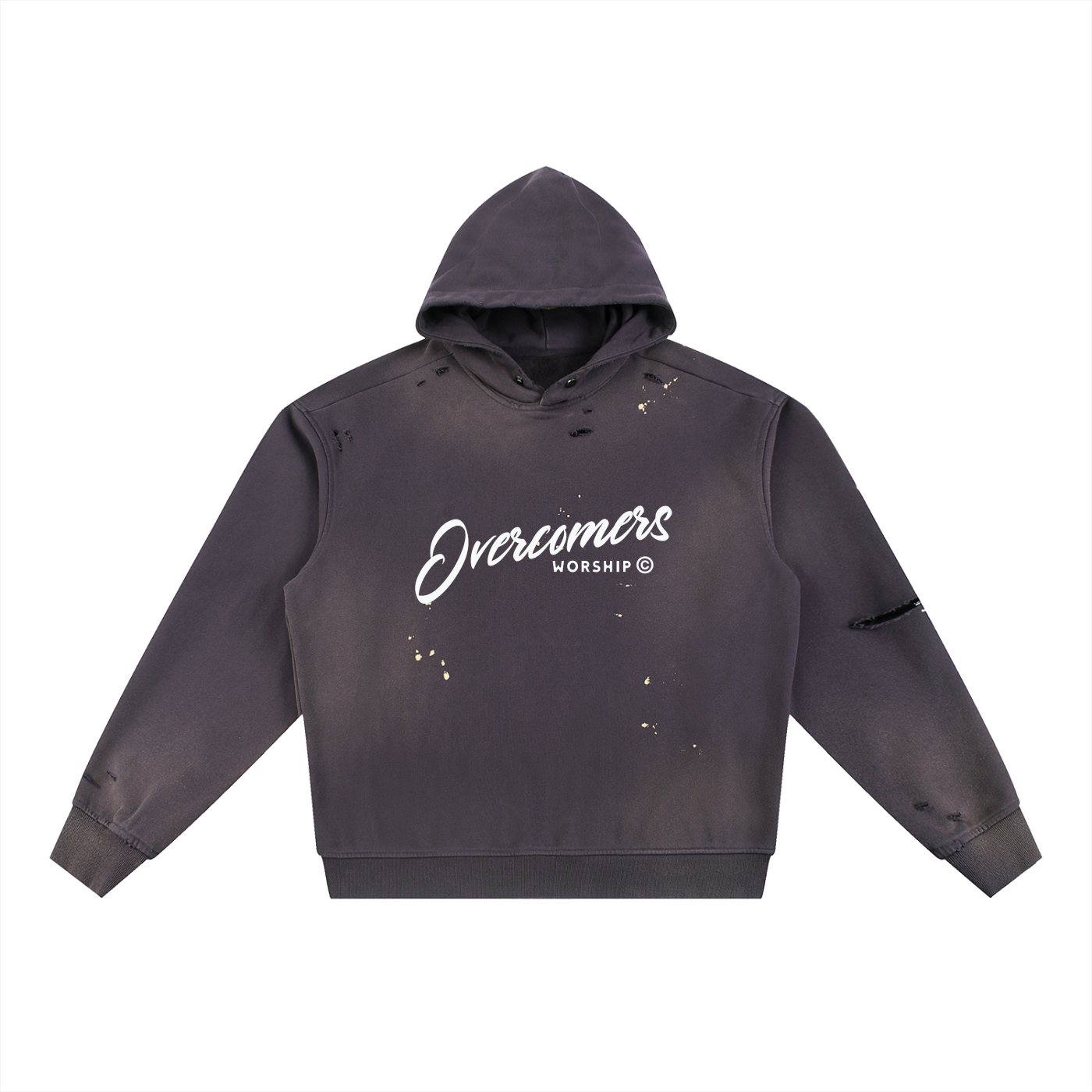 Overcomers Worship — Sun Fade Frayed Fleece Hoodie