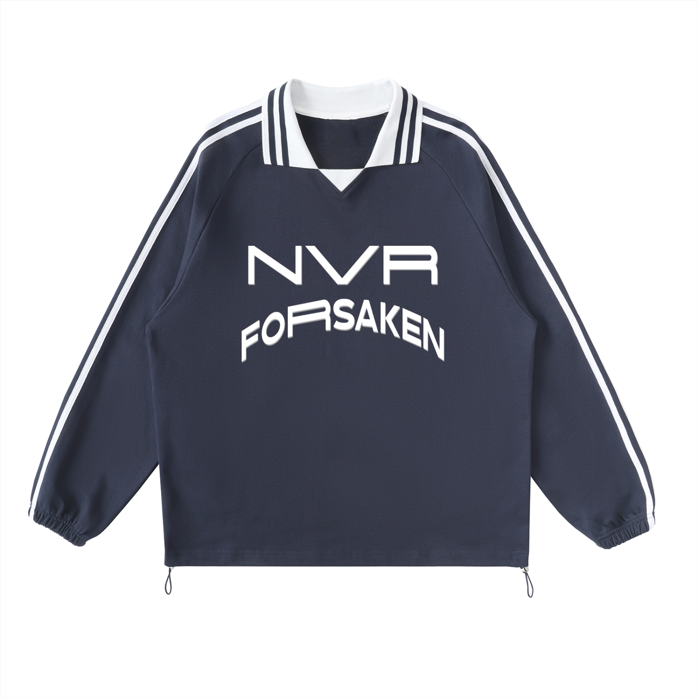 Contrast Striped Lapel Collar Sweatshirt