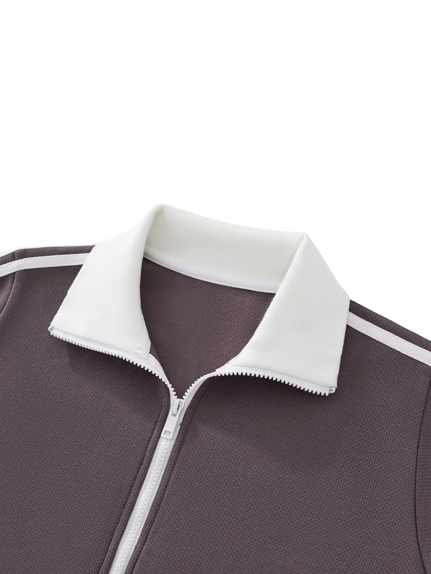 Women's Contrast Side Stripe Fleece Cropped Track Jacket