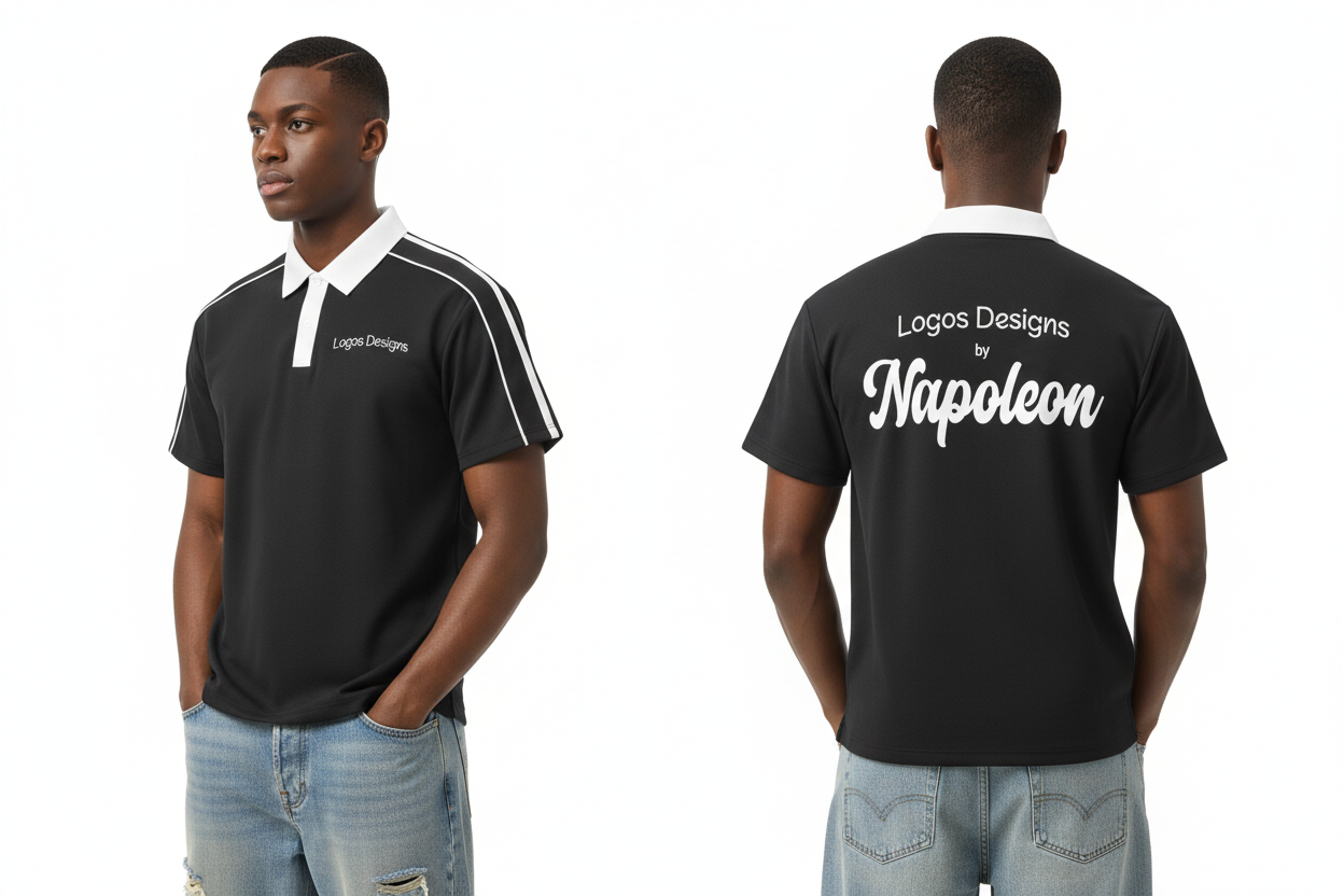 Logos Designs Napoleon Polo Shirt Front and Back View