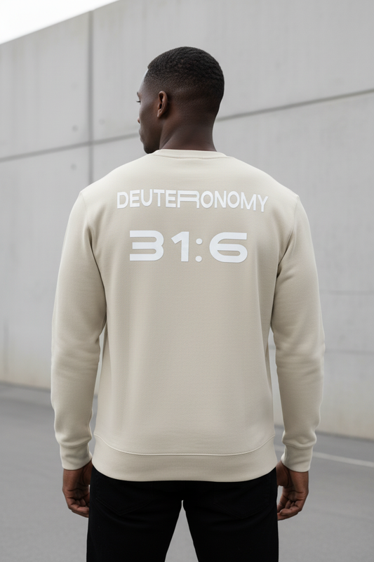NVR FORSAKEN Sweatshirt Back View on Model