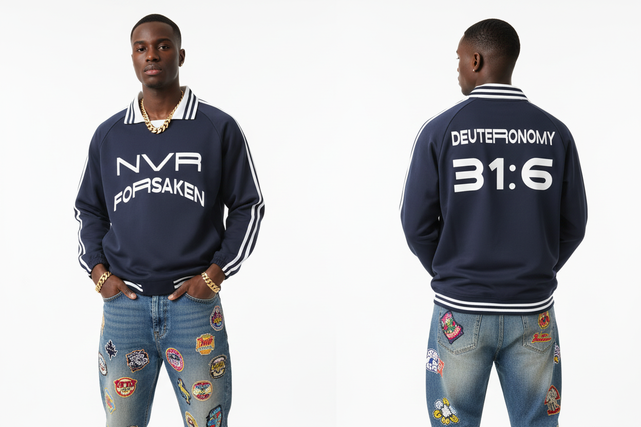 NVR FORSAKEN Varsity Jacket Front and Back View
